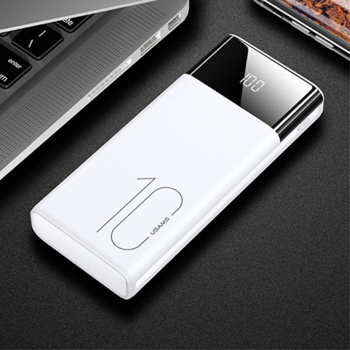Bild 1, 10000 mAh powerbank - USAMS Dubbla USB - Vit