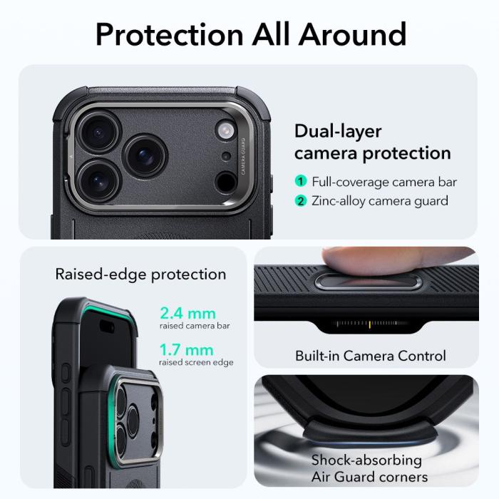 Bild 3, ESR iPhone 17 Pro Skal MagSafe Cyber Kickstand Svart