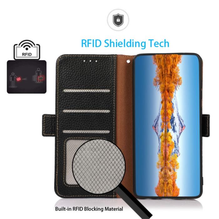 Bild 2, KHAZNEH Galaxy S25 Plus / S24 Plus Fodral RFID Äkta Läder Svart