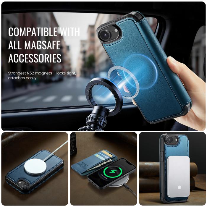 Bild 2, CASEME iPhone 16e/17e Skal RFID Plånbok Blå