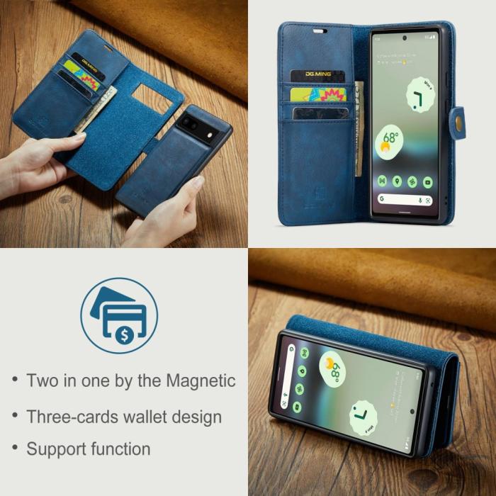 Bild 6, DG.MING Google Pixel 6A 2in1 Magnet Fodral / Skal Blå