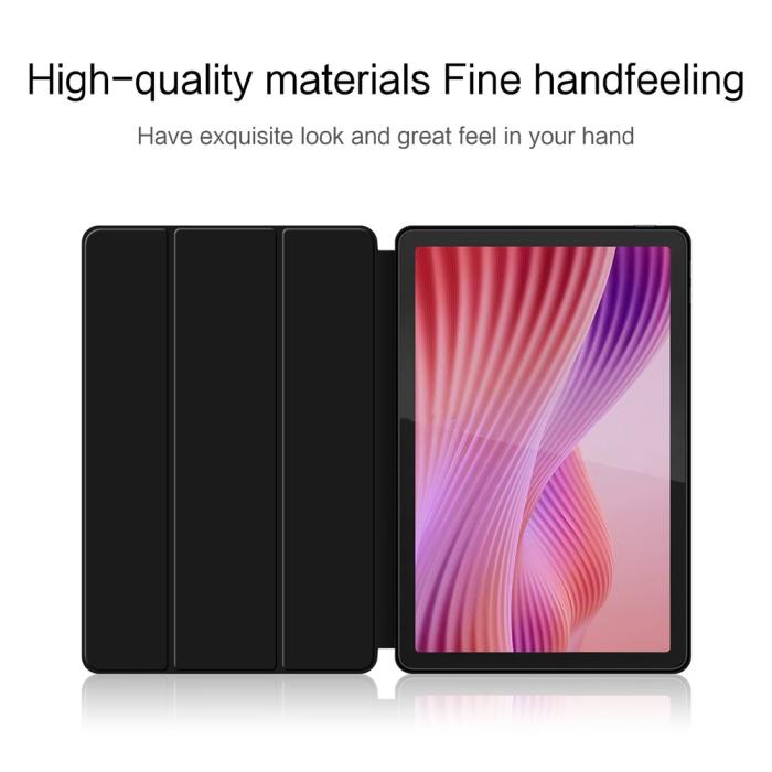 Bild 4, Lenovo Tab 10.1 2025 Fodral Tri-Fold Läder Svart