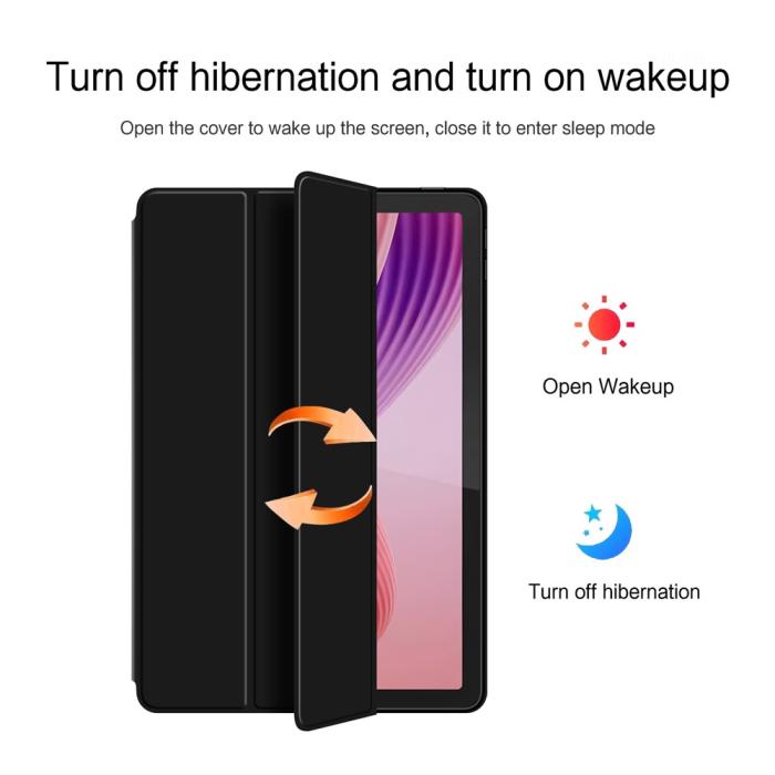 Bild 5, Lenovo Tab 10.1 2025 Fodral Tri-Fold Läder Svart