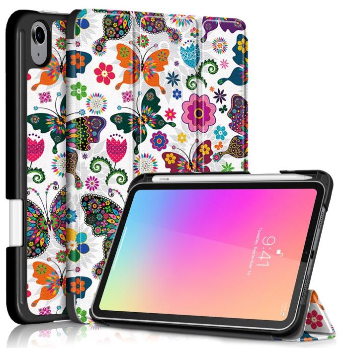 Bild 1, iPad Mini 2024/2021 Fodral Tri-Fold Med Pennhållare Butterfly