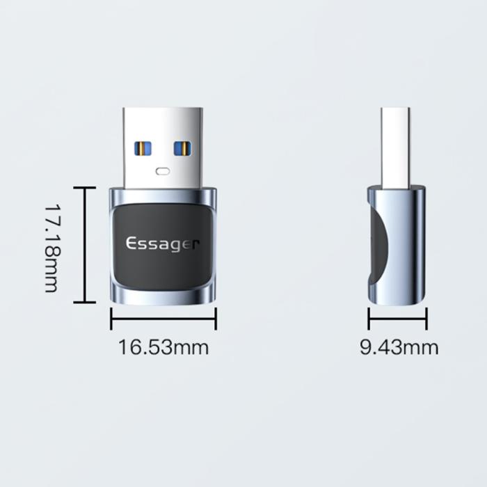 Bild 5, ESSAGER USB-C Hona till USB-A 3.0 Adapter, 5Gbps Blå