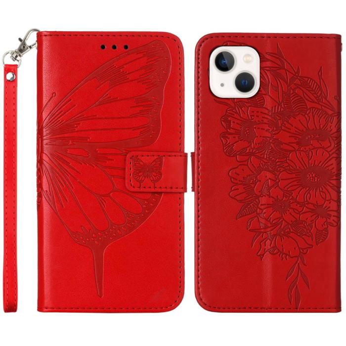 Bild 1, iPhone 15 Fodral Med Tryck Fjäril Röd