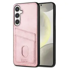 AZNS Samsung Galaxy S25 Skal Med Kortfack L&auml;der Ros&eacute;guld