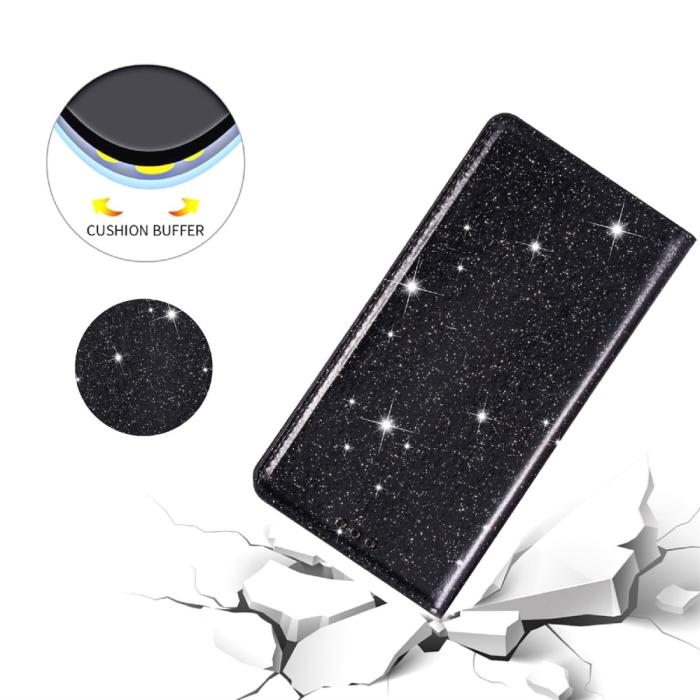 Bild 4, iPhone 15 Fodral Flip Glitter Svart