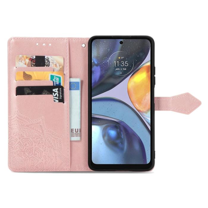 Bild 3, Motorola Moto G22 Fodral Mandala Läder Roséguld
