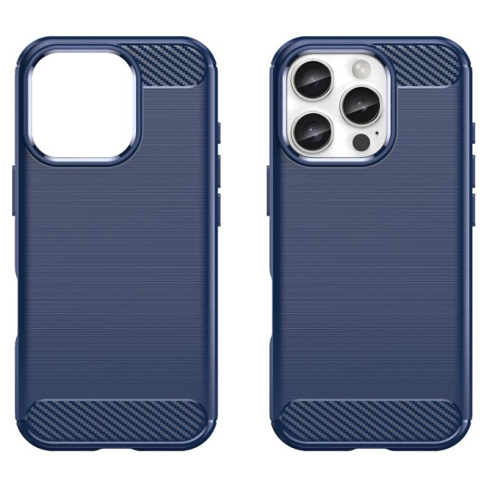 Bild 2, iPhone 16 Pro Skal Kolfiber Textur Mörk Blå