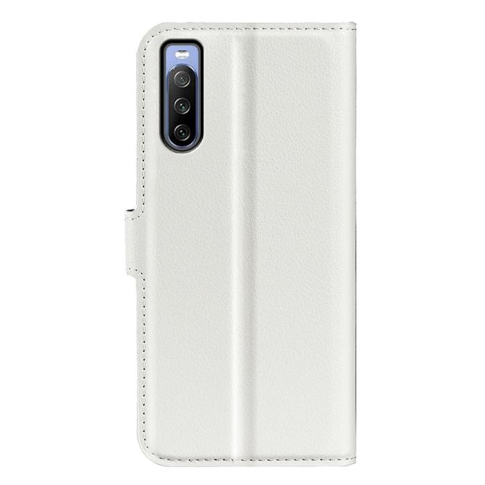 Bild 6, Sony Xperia 10 IV Fodral Litchi Läder Vit