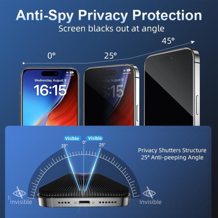 Bild 3, iPhone 18 Skärmskydd Privacy Heltäckande Svart