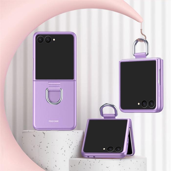Bild 2, Samsung Galaxy Z Flip 8 Skal med Ringhållare Gummerad PC Lila