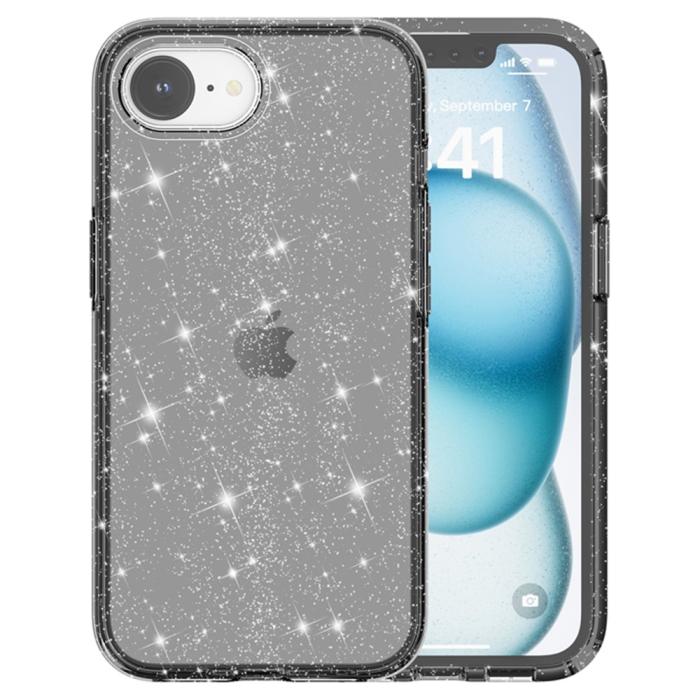 Bild 2, iPhone 17e / 16e Skal Glitter Shockproof Svart