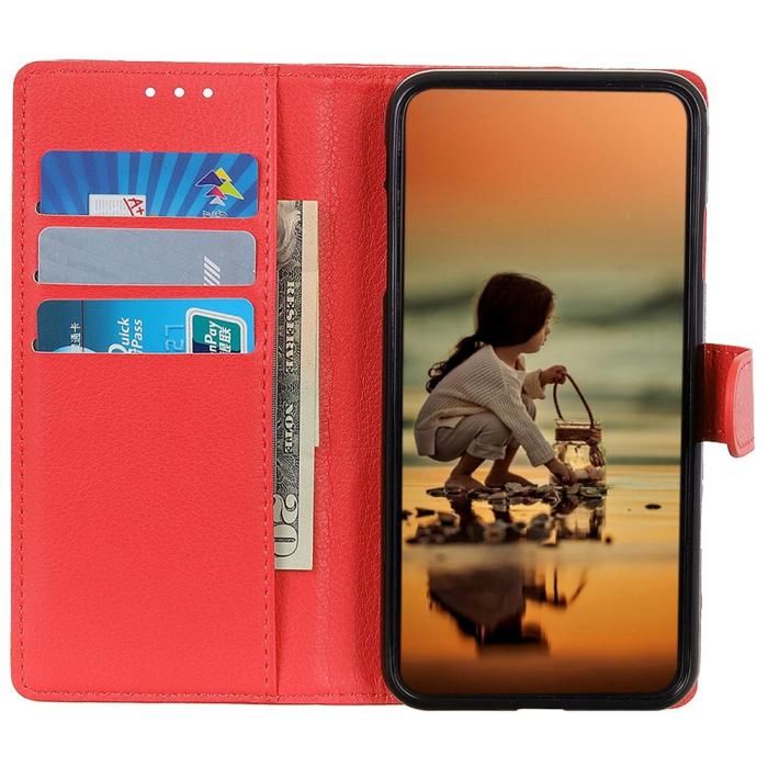 Bild 3, OnePlus Nord 2T 5G Fodral Litchi Läder Röd