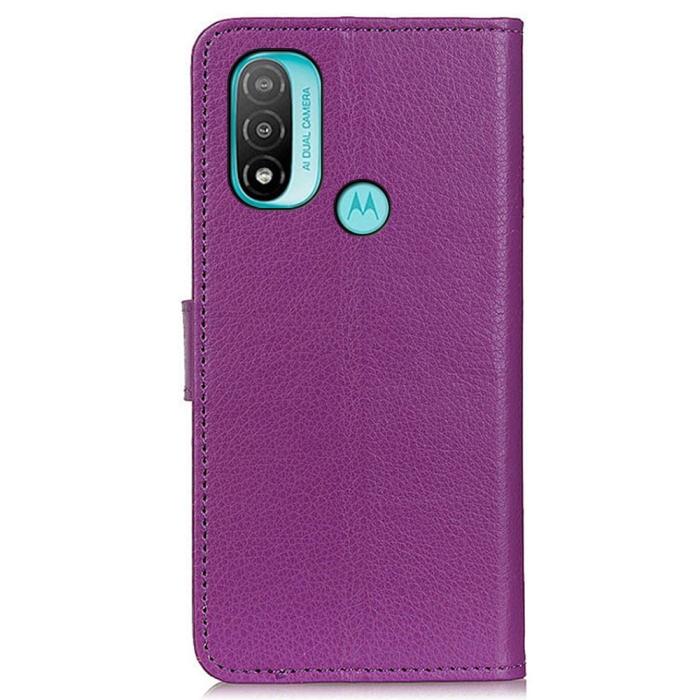 Bild 3, Motorola Moto E20 / E40 Fodral Litchi Textur Lila