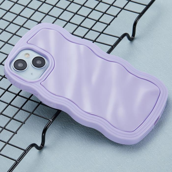 Bild 3, iPhone 15 Mobilskal Wavy Textur Lila