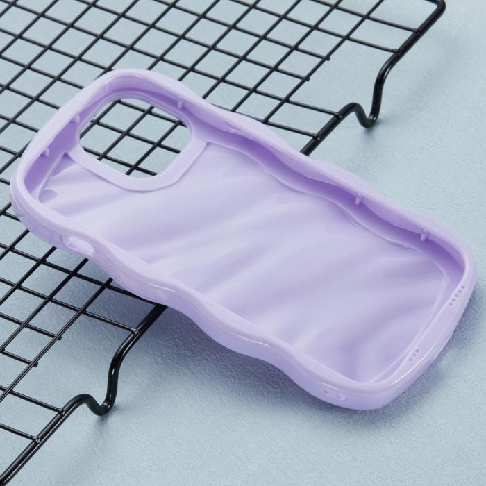 Bild 4, iPhone 15 Mobilskal Wavy Textur Lila