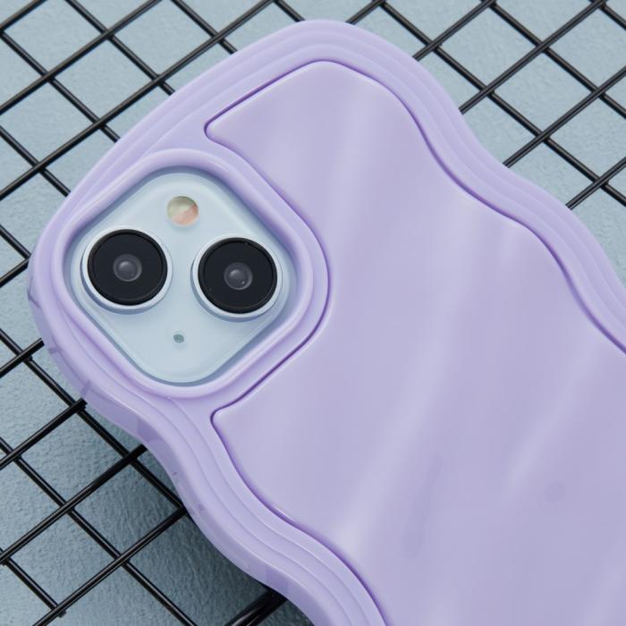 Bild 5, iPhone 15 Mobilskal Wavy Textur Lila