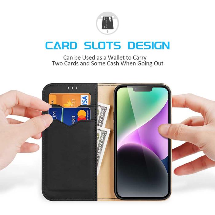 Bild 2, DUX DUCIS iPhone 15 Plus Fodral RFID Läder Svart
