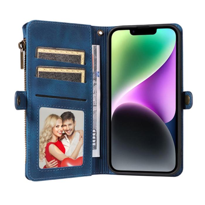 Bild 2, iPhone 15 Plus Fodral RFID Multifunktionell Flerkort Blå