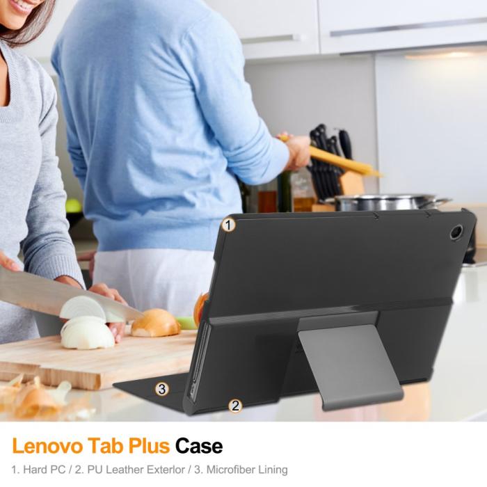 Bild 6, Lenovo Tab Plus Fodral Läder Svart