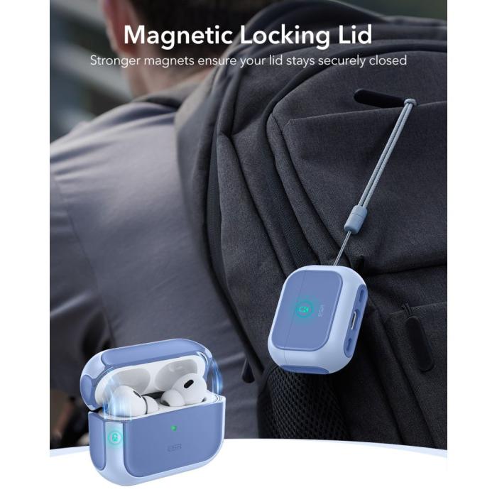 Bild 3, ESR AirPods Pro 3 Skal MagSafe Orbit HaloLock Blå
