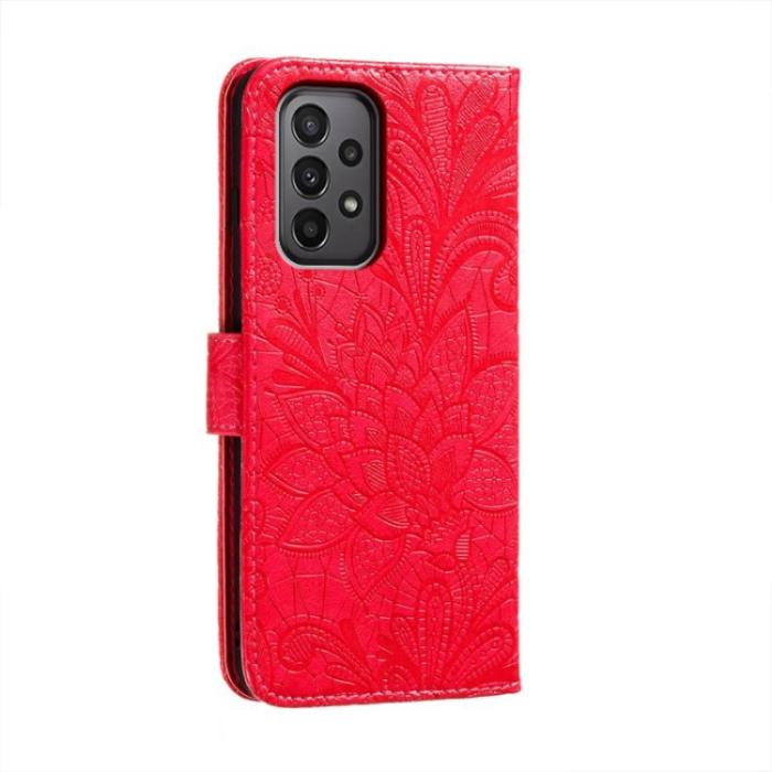 Bild 3, Samsung Galaxy A24 5G Fodral Med Blommigt Tryck Röd