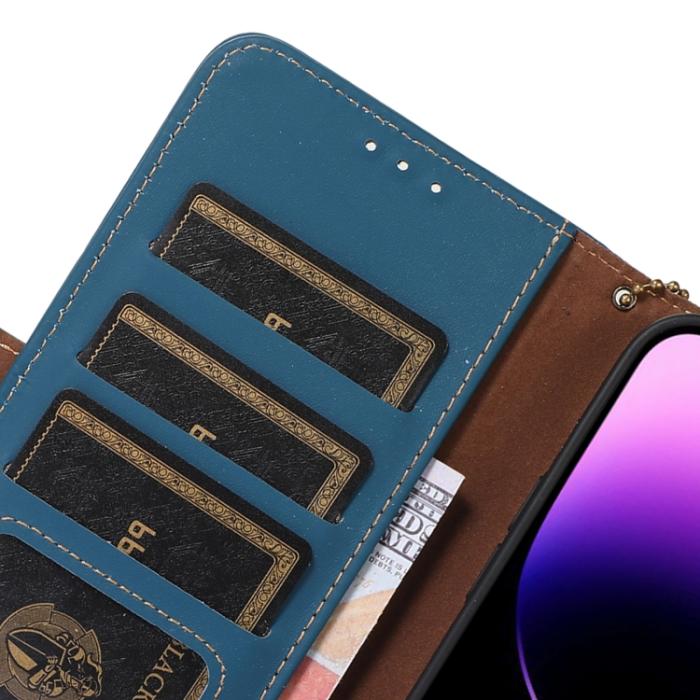 Bild 6, iPhone 15 Pro Fodral RFID Äkta Läder Blå