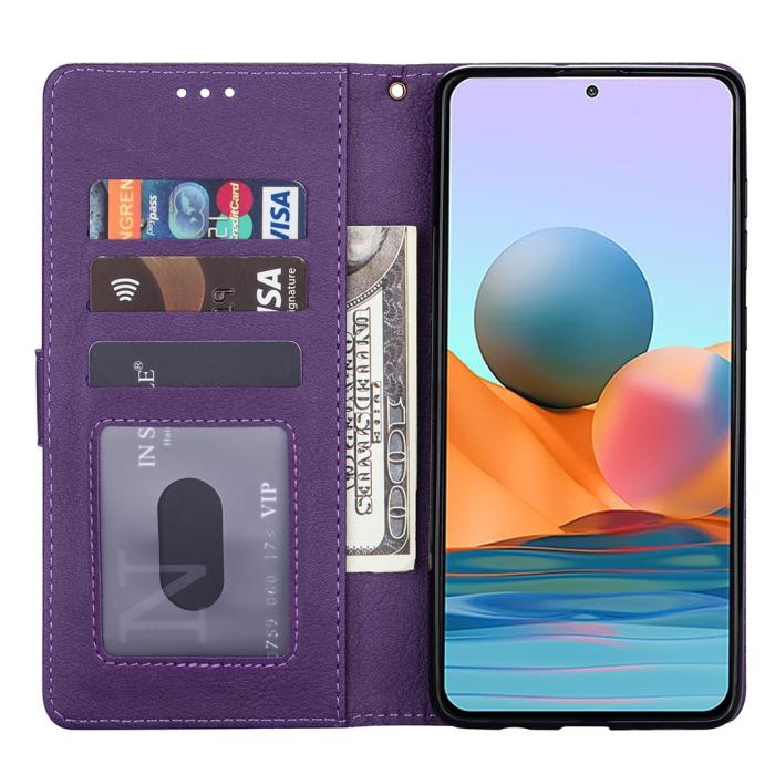 Bild 5, Xiaomi Redmi Note 10 Pro - Multifunktionellt Läder Fodral - Lila