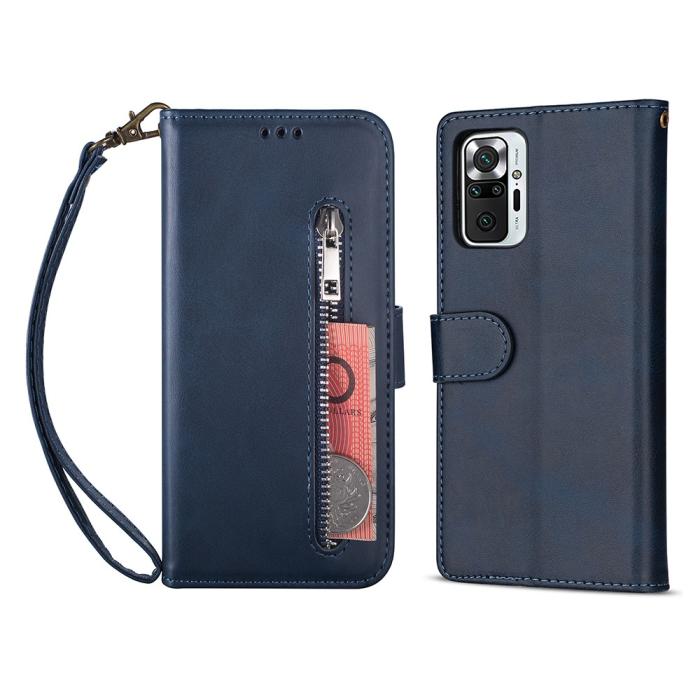 Bild 1, Xiaomi Redmi Note 10 Pro - Multifunktionellt Läder Fodral - Blå