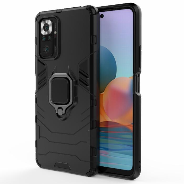 Bild 1, Xiaomi Redmi Note 10 Pro - Hybrid Armor Ring Skal - Svart