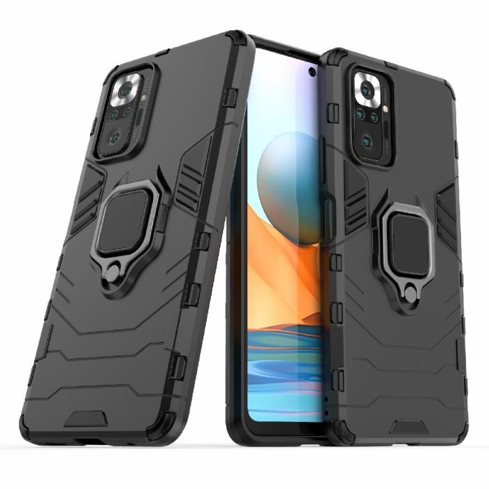 Bild 2, Xiaomi Redmi Note 10 Pro - Hybrid Armor Ring Skal - Svart