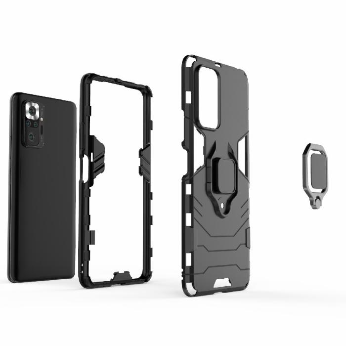 Bild 4, Xiaomi Redmi Note 10 Pro - Hybrid Armor Ring Skal - Svart