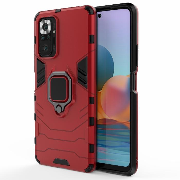 Bild 1, Xiaomi Redmi Note 10 Pro - Hybrid Armor Ring Skal - Röd