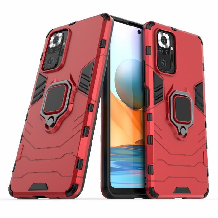 Bild 2, Xiaomi Redmi Note 10 Pro - Hybrid Armor Ring Skal - Röd