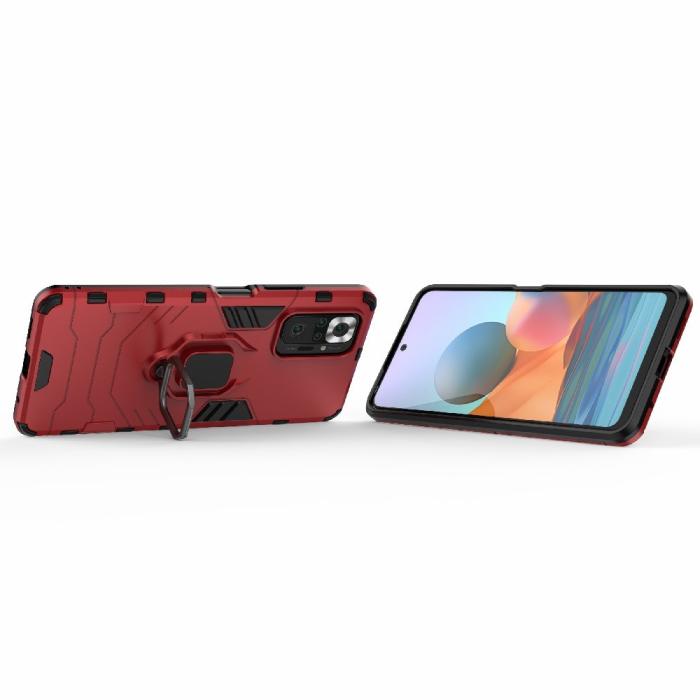 Bild 3, Xiaomi Redmi Note 10 Pro - Hybrid Armor Ring Skal - Röd