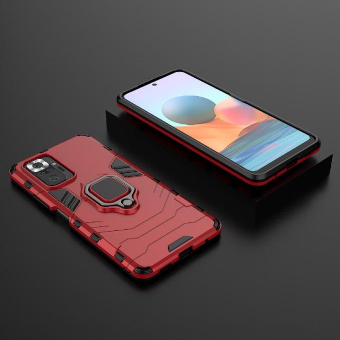Bild 4, Xiaomi Redmi Note 10 Pro - Hybrid Armor Ring Skal - Röd