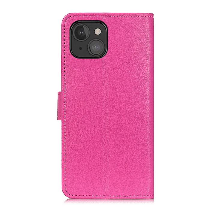 Bild 3, iPhone 13 Mini - Litchi Läder Fodral - Rosa