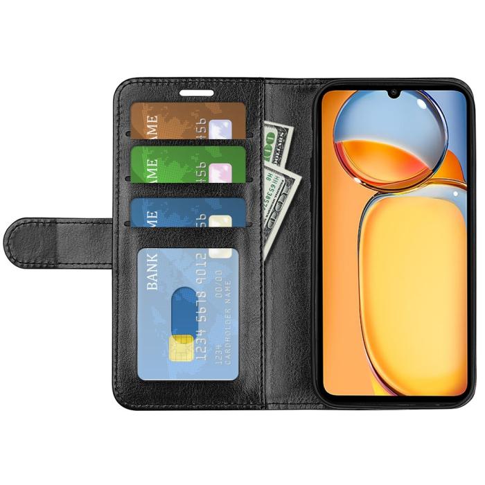 Bild 2, Xiaomi Redmi 13C 4G Fodral Crazy Horse Läder Svart