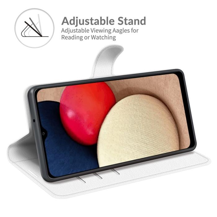 Bild 4, Samsung Galaxy A03s Fodral Litchi Läder Vit