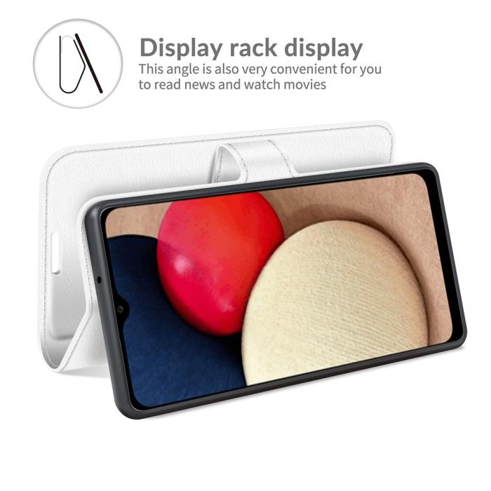 Bild 5, Samsung Galaxy A03s Fodral Litchi Läder Vit