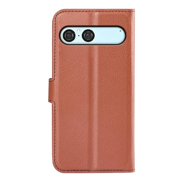 Bild 2, Sony Xperia 10 VII Fodral Litchi Läder Brun