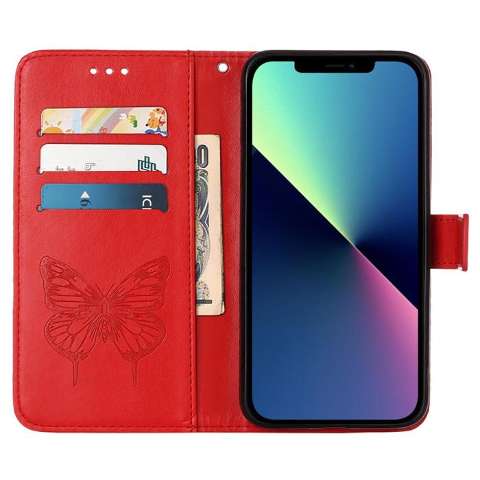 Bild 2, iPhone 15 Fodral Med Tryck Fjäril Röd