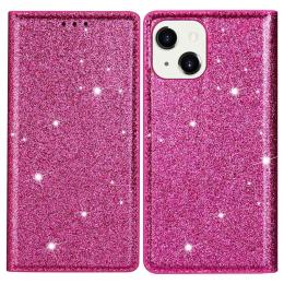 iPhone 15 Fodral Flip Glitter Rosa