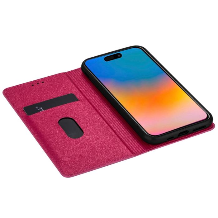 Bild 3, iPhone 15 Fodral Flip Glitter Rosa