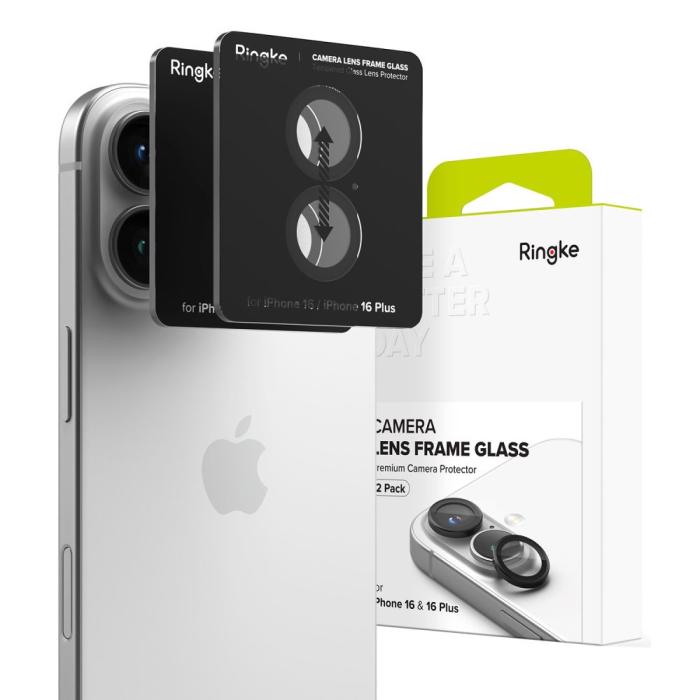 Bild 1, Ringke iPhone 16 / 16 Plus 2-PACK Linsskydd Svart