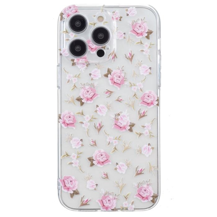 Bild 2, iPhone 16 Pro Skal TPU Rosa Blommor
