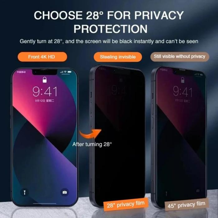 Bild 5, iPhone 18 Skärmskydd Privacy Heltäckande Svart