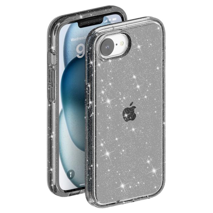 Bild 4, iPhone 17e / 16e Skal Glitter Shockproof Svart